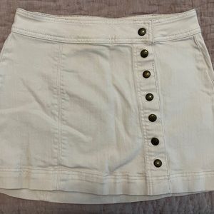 Free People Cream White side button skirt